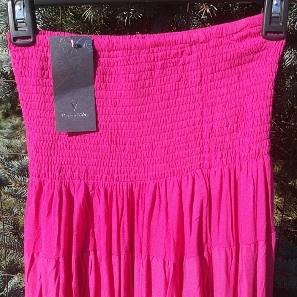 Embroidered Elastic Stretch Waist Skirt / Dress, One Size Fits Most - Picture 4 of 12